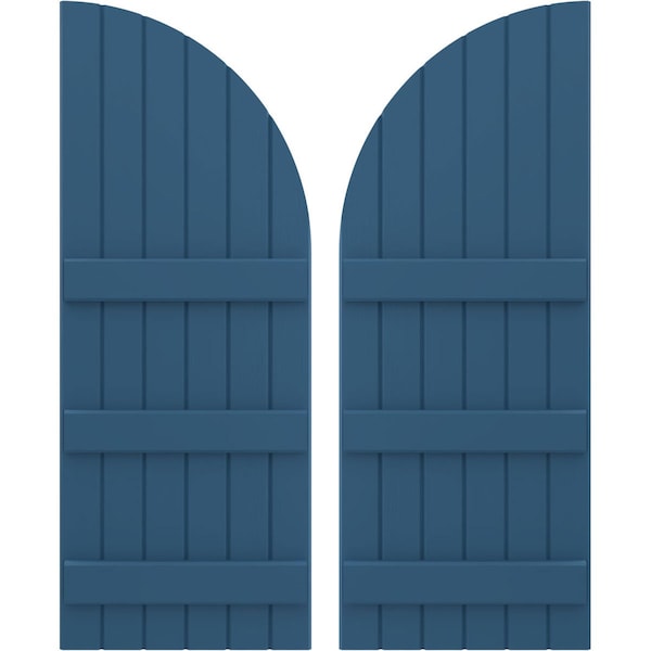 Ekena Millwork Americraft 6-Board (3 Batten) Wood Joined Board-n-Batten Shutters w/ Arch Top, ARW401BQ621X77HBH, PR ARW401BQ621X77HBH - main